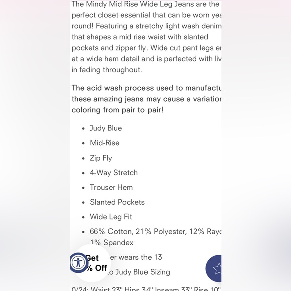 Blue Flare Wide Leg Jeans with Vintage Wash - Picture 6 of 6